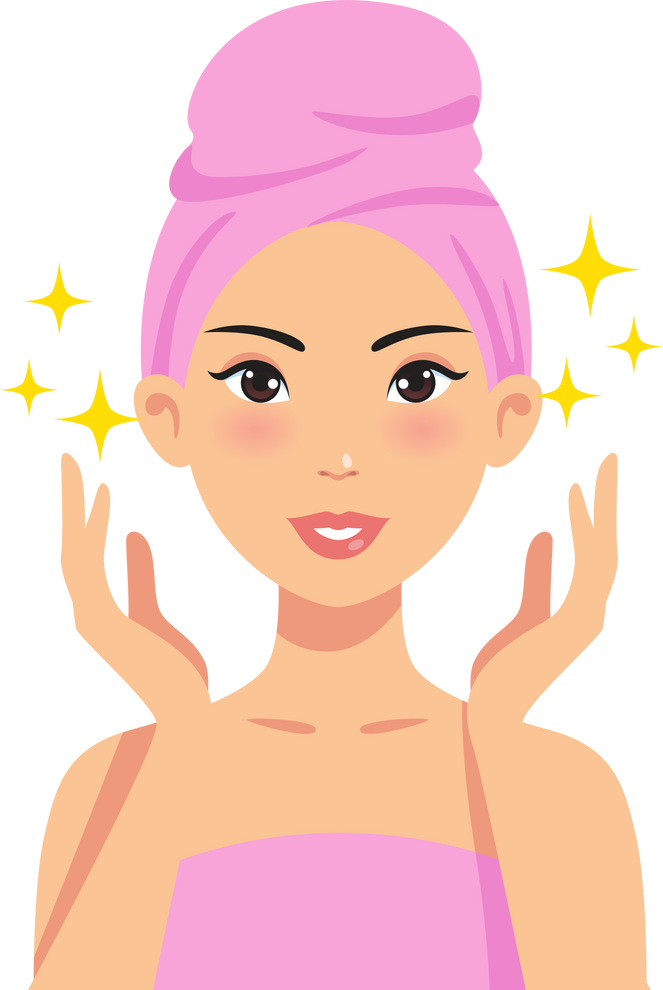 Fresh and clean face after skin care routine